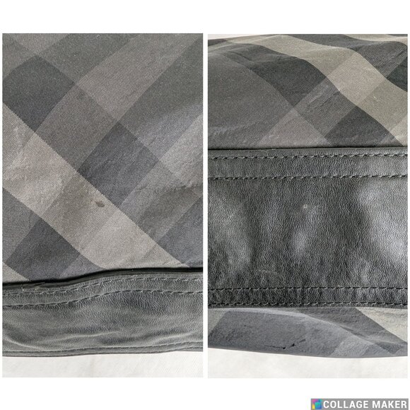Auth BURBERRY Black/Gray Supernova Check Nylon Buckleigh Tote Bag - Picture 11 of 12